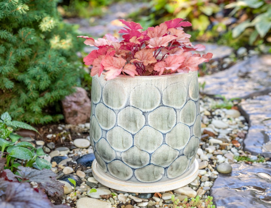 Декоративное кашпо ЭКАИЛЬ, керамика, серый, 23 см