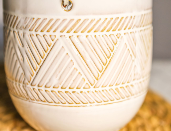 Набор декоративных кашпо ЗАНЗИБАР САНД, керамика, натуральная кожа, 10-14 см, 2 шт.