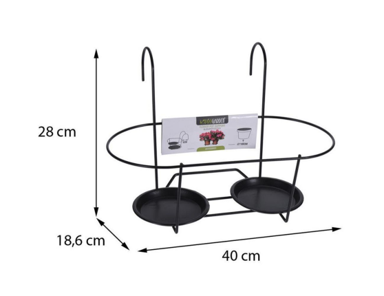Подвесной держатель для двух кашпо РИГБИ, металл, черный, 38х28 см