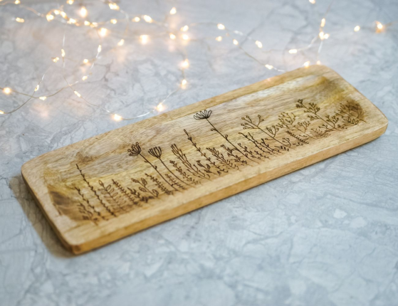 Деревянный поднос ФИОРИ СЕЛВАТИЧИ, средний, 35х13 см