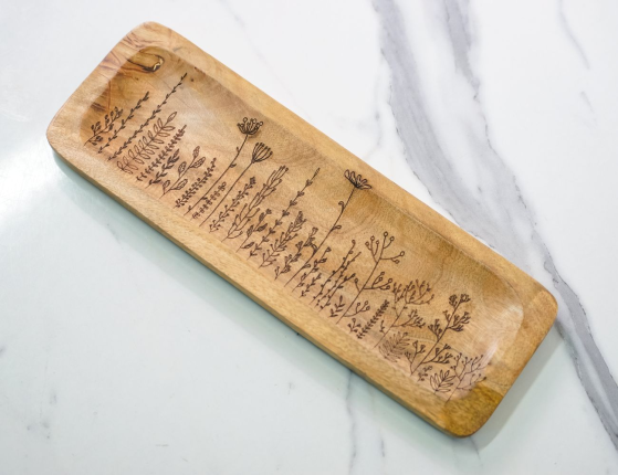 Деревянный поднос ФИОРИ СЕЛВАТИЧИ, тёмное дерево, средний, 35х13 см