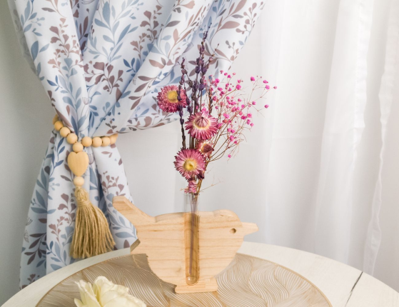 Декоративная вазочка для цветов РОБИН ЭЛАКОТ, стекло, дерево, 18х14 см