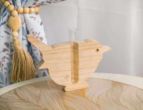 Декоративная вазочка для цветов РОБИН ЭЛАКОТ, стекло, дерево, 18х14 см