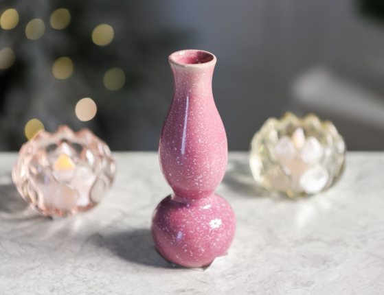 Керамическая ваза-подсвечник УИДДИ, нежно-розовая, 15 см