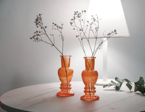 Стеклянные подсвечники-вазы ДЖЕРРИАН, янтарные, 11 см, 2 шт.