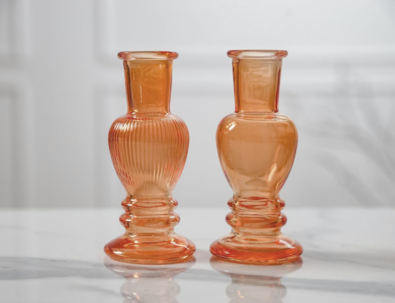 Стеклянные подсвечники-вазы ДЖЕРРИАН, янтарные, 11 см, 2 шт.