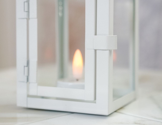 Декоративный подсвечник-фонарь СКОНС, металл, белый, 17х8 см