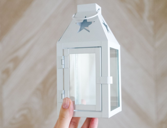 Декоративный подсвечник-фонарь СКОНС, металл, белый, 17х8 см