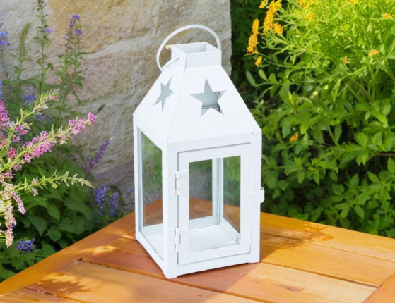 Декоративный подсвечник-фонарь СКОНС, металл, белый, 17х8 см