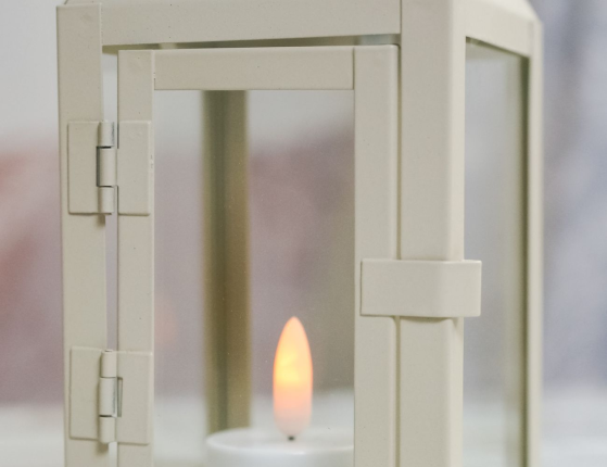 Декоративный подсвечник-фонарь СКОНС, металл, кремовый, 17х8 см