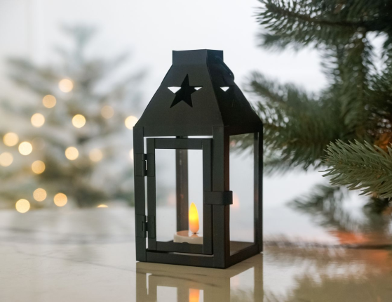 Декоративный подсвечник-фонарь СКОНС, металл, чёрный, 17х8 см