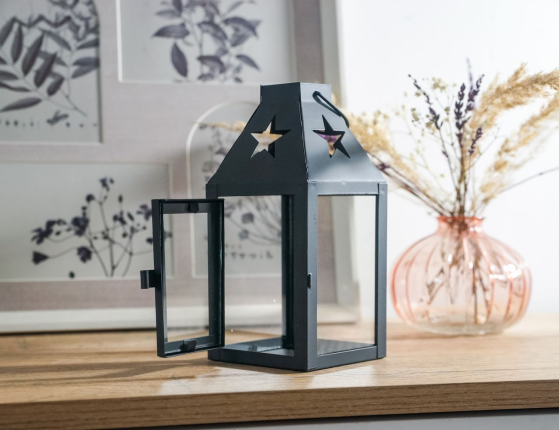 Декоративный подсвечник-фонарь СКОНС, металл, чёрный, 17х8 см