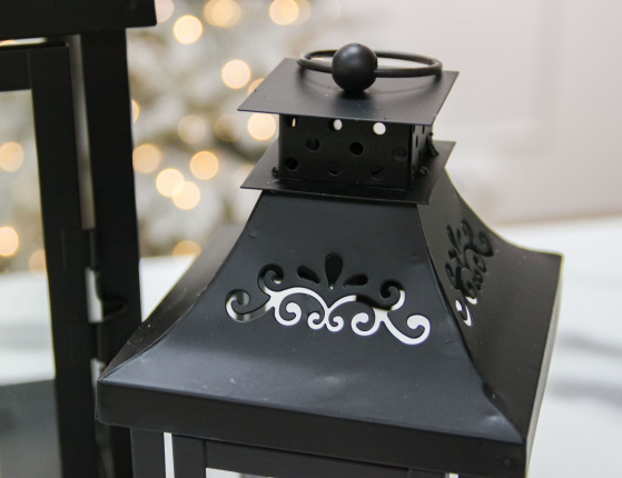 Набор подсвечников-фонарей МИЛТОН, металл, стекло, чёрный, 26 и 36 см, 2 шт.