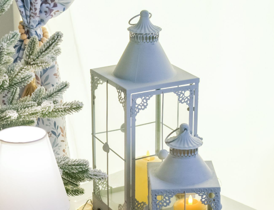 Набор подсвечников-фонарей ПАЙСЛИ, металл, стекло, светло-серый, 30 и 50 см, 2 шт.