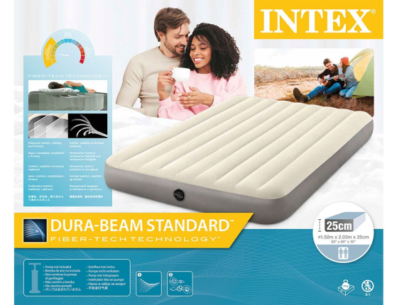 Двуспальный надувной матрас Intex Deluxe Single-High Airbed (Queen), 152х203х25 см