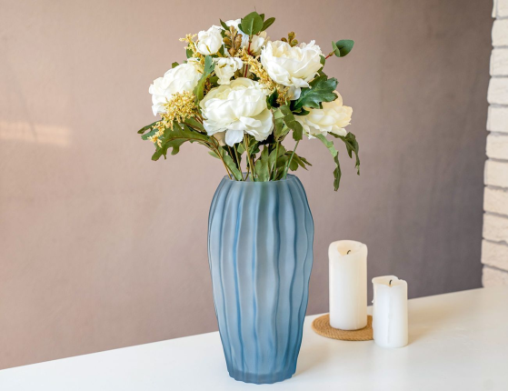 Декоративная ваза ФЕЛИН, стекло, голубая, 27 см