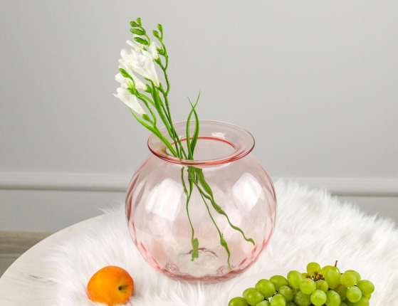 Декоративная ваза РОУЛИ, стекло, розовый, 19 см