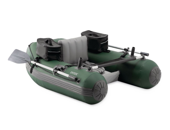 Надувная лодка для рыбалки Intex одноместная Big Catch Pro с веслами и насосом, 165х119х38 см