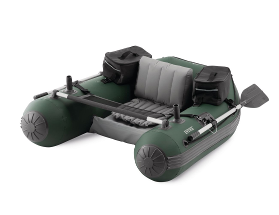 Надувная лодка для рыбалки Intex одноместная Big Catch Pro с веслами и насосом, 165х119х38 см