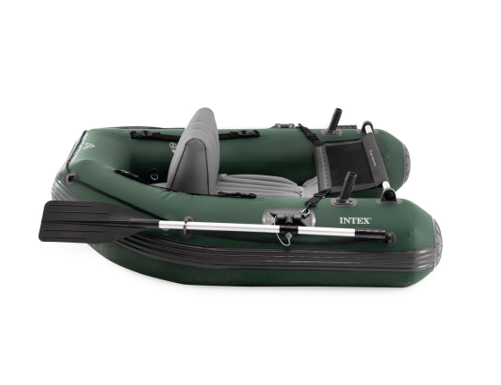 Надувная лодка для рыбалки Intex одноместная Big Catch Pro с веслами и насосом, 165х119х38 см