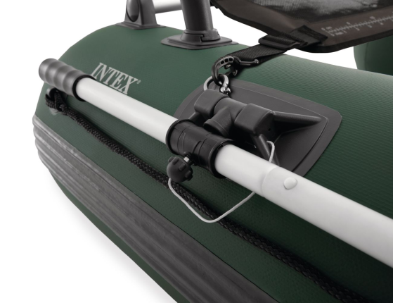 Надувная лодка для рыбалки Intex одноместная Big Catch Pro с веслами и насосом, 165х119х38 см