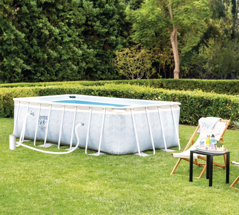 Каркасный бассейн Intex Chevron Rectangular Premium Frame Pool, 400х200х100 см + фильтр-насос + лестница