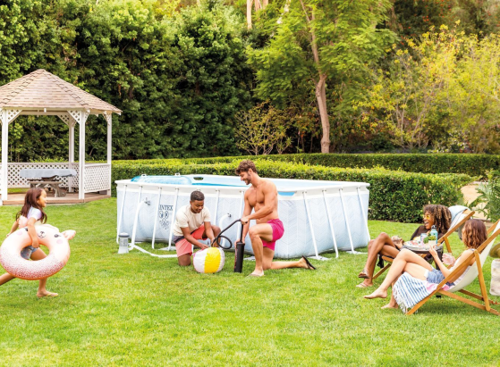 Каркасный бассейн Intex Chevron Rectangular Premium Frame Pool, 400х200х100 см + фильтр-насос + лестница