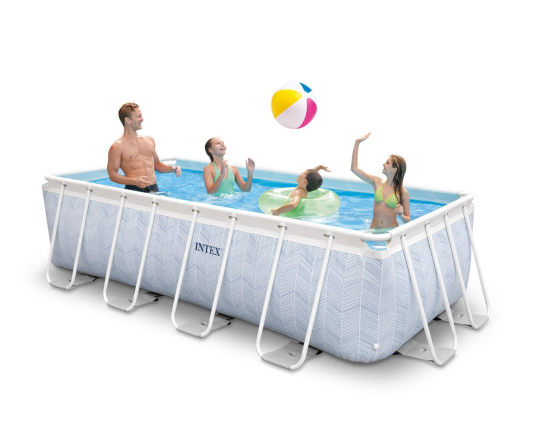 Каркасный бассейн Intex Chevron Rectangular Premium Frame Pool, 400х200х100 см + фильтр-насос + лестница