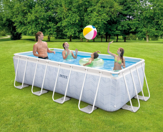 Каркасный бассейн Intex Chevron Rectangular Premium Frame Pool, 400х200х100 см + фильтр-насос + лестница