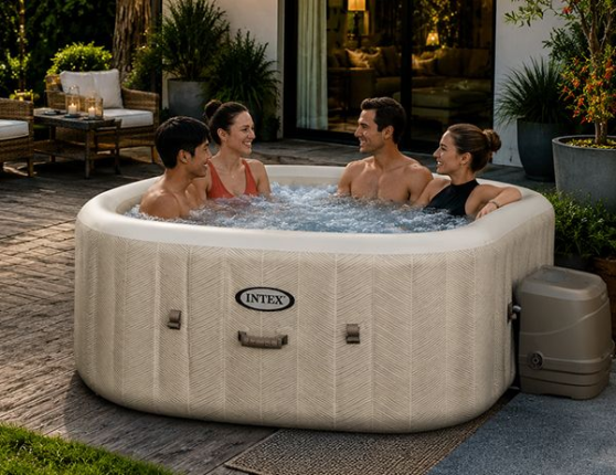 Надувное джакузи Шеврон Делюкс Интекс ПьюрСпа (Intex PureSpa Chevron Deluxe) с аэромассажем, 175х71 см