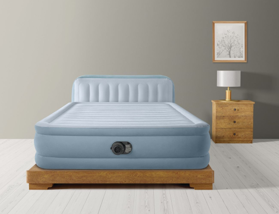 Надувная кровать Intex PLUSH Headboard Bed (Queen), 152х236х86 см, со встроенным насосом 220V