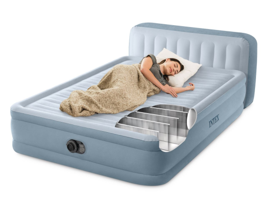 Надувная кровать Intex PLUSH Headboard Bed (Queen), 152х236х86 см, со встроенным насосом 220V