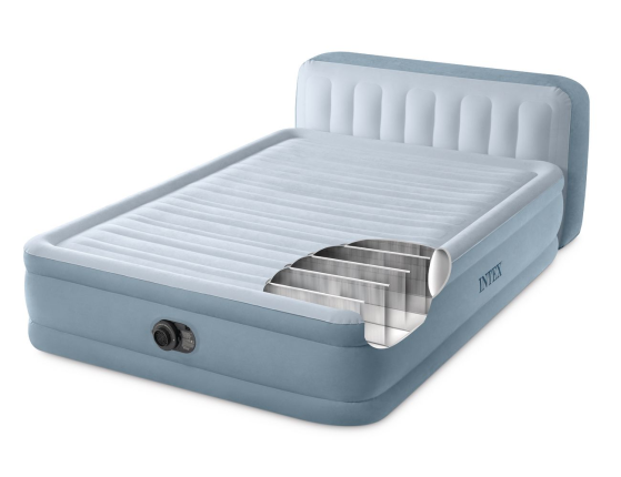 Надувная кровать Intex PLUSH Headboard Bed (Queen), 152х236х86 см, со встроенным насосом 220V
