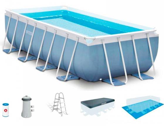   Intex Rectangular Prism Frame Pool, 488244107  + - + 