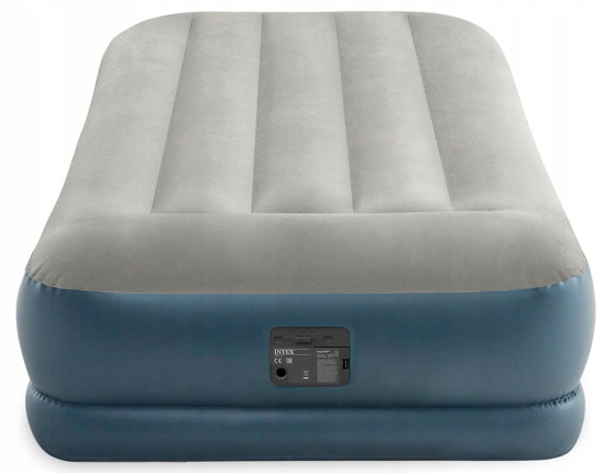 Надувная кровать Intex Pillow Rest Mid-Rise Bed (Twin), 99х191х30см, с подголовником и встроенным насосом 220V
