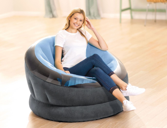 Надувное кресло Intex Empire Chair голубое, 112х109х69 см