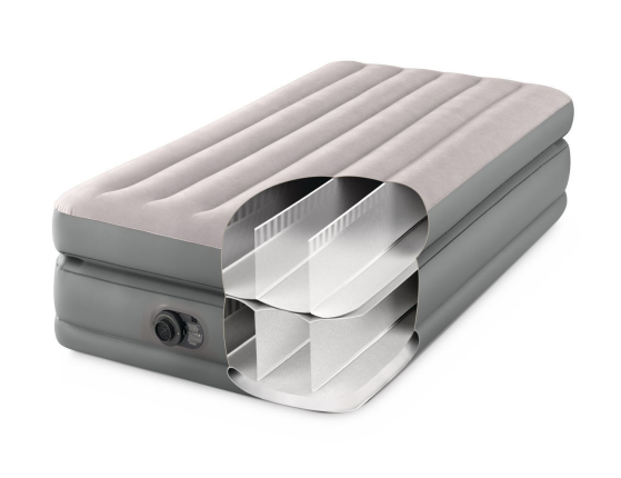 Надувная кровать Intex Prime Comfort Elevated Airbed (Twin) серая, 99х191х51 см, со встроенным насосом 220