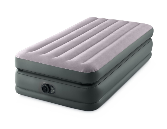 Надувная кровать Intex Prime Comfort Elevated Airbed (Twin) серая, 99х191х51 см, со встроенным насосом 220