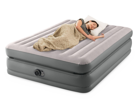 Двуспальная кровать Intex Prime Comfort Elevated Airbed (Queen) серая, 152х203х51 см, со встроенным насосом 220