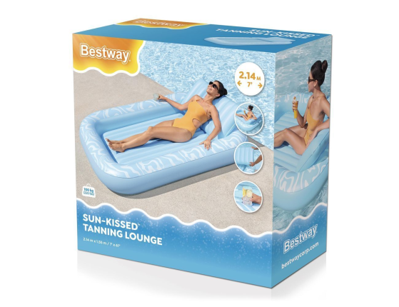 Надувной шезлонг Bestway для плавания и загара, 214x155 см