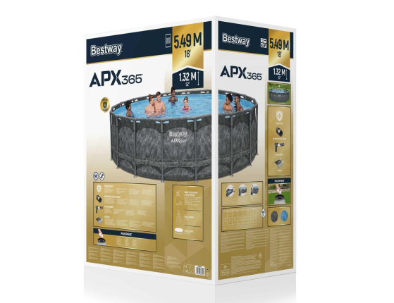 Бассейн каркасный Bestway APX 365, 549 х 132 см + песочный фильтр-насос + аксессуары
