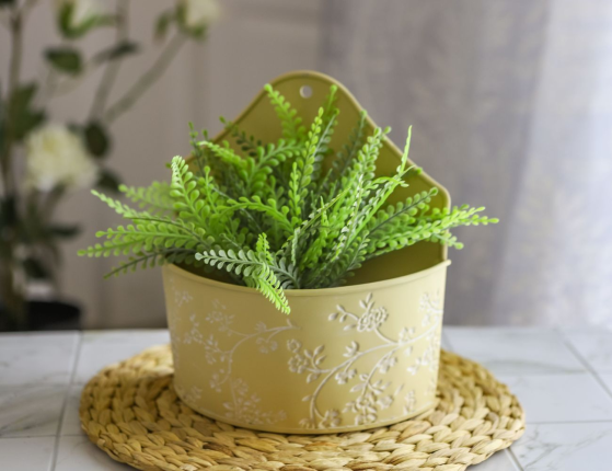 Настенное декоративное кашпо ЛЕТНЯЯ АКВАРЕЛЬ желтое, 20х10х22 см