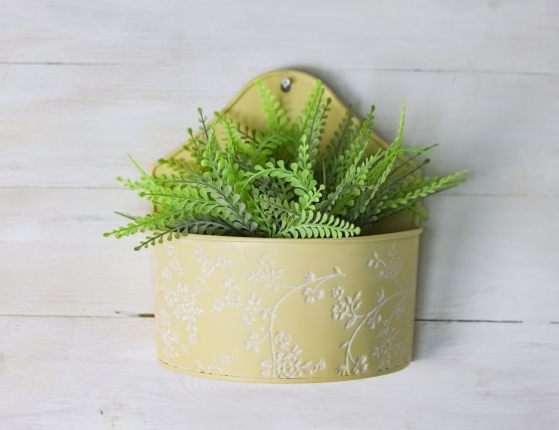 Настенное декоративное кашпо ЛЕТНЯЯ АКВАРЕЛЬ желтое, 20х10х22 см