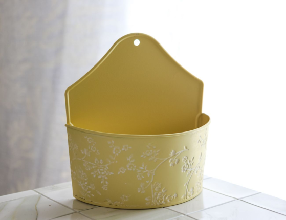 Настенное декоративное кашпо ЛЕТНЯЯ АКВАРЕЛЬ желтое, 20х10х22 см