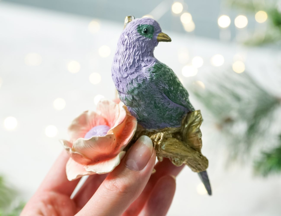 Ёлочная игрушка ПТИЧКА ВЕСЕННЕГО САДА, полистоун, 10 см