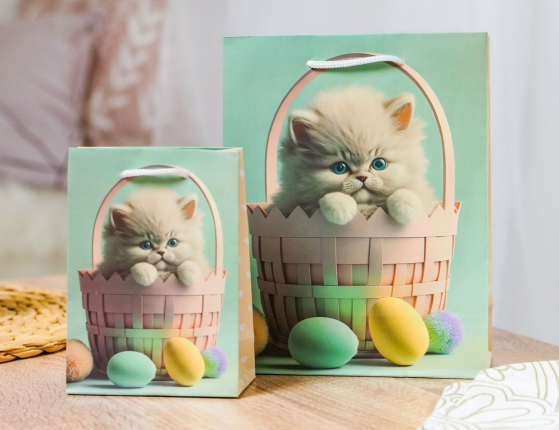 Подарочный пакет КОТИК В ЛУКОШКЕ, бумага, 23х17 см