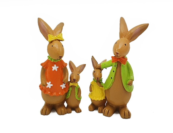 Декоративная фигура КРОЛИК С ДОЧКОЙ, полистоун, 9 см