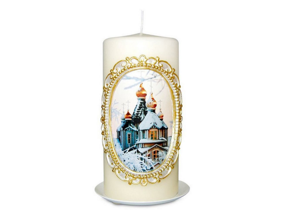 Декоративная свеча ЗАСНЕЖЕННЫЕ КУПОЛА, 15 см