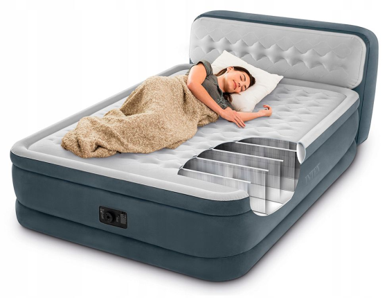 Надувная кровать Intex ULTRA PLUSH Headboard Bed (Queen), 152х236х86 см, со встроенным насосом 220V