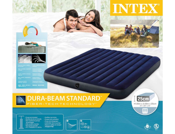 Двуспальный надувной матрас Intex Classic Downy Bed (King), 183х203х25 см